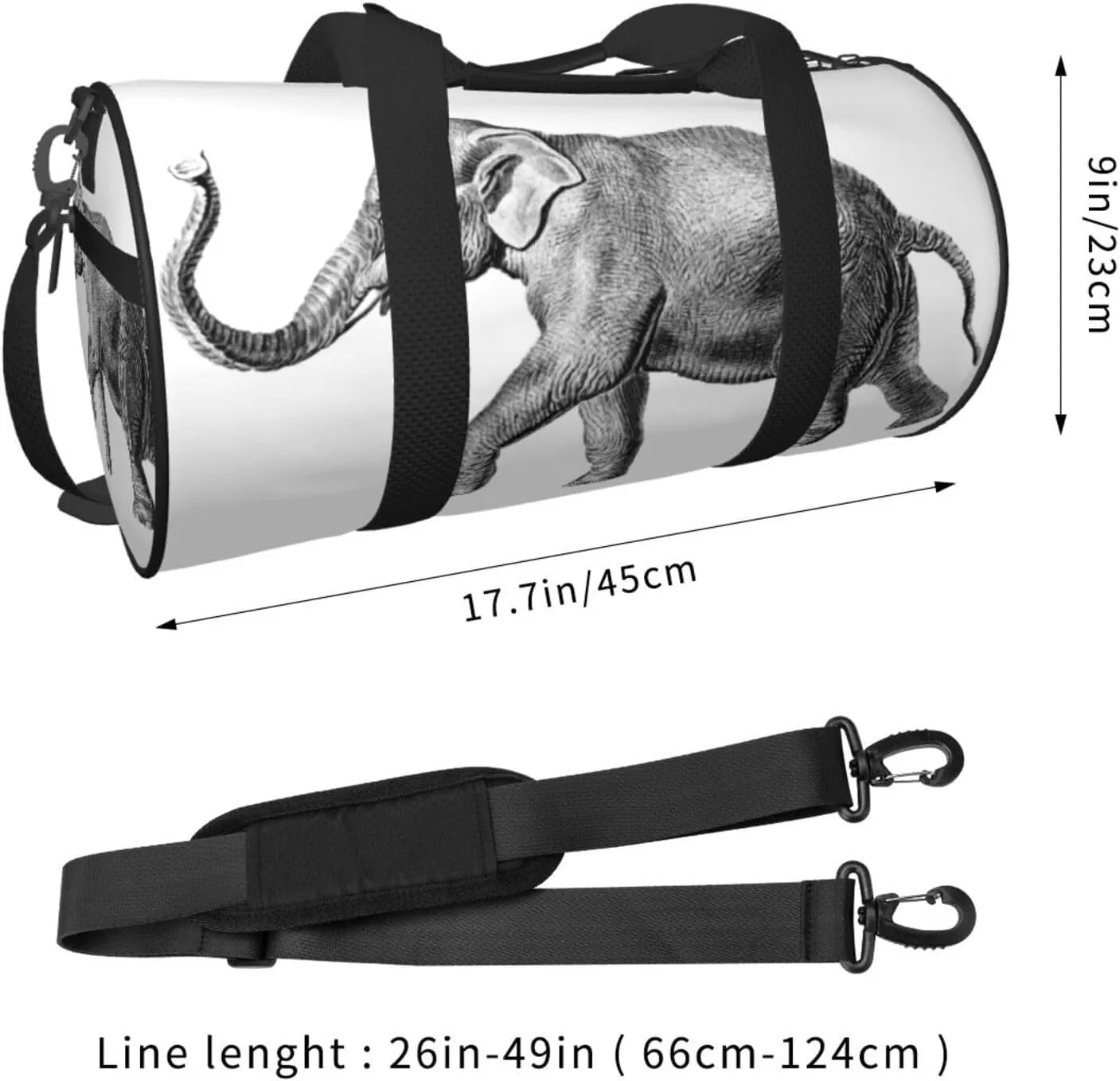 Travel Duffle Bag for Men Women, Elephant Duffle Bags for Sport Gym Overnight Luggage