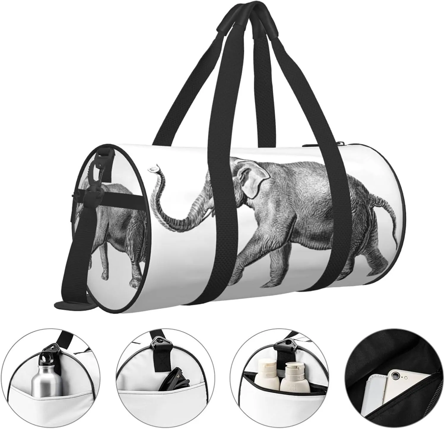 Travel Duffle Bag for Men Women, Elephant Duffle Bags for Sport Gym Overnight Luggage