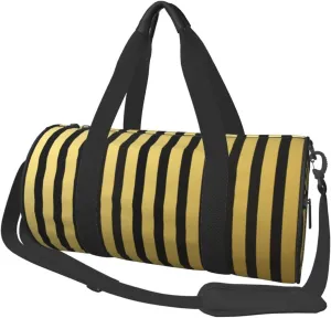 Travel Duffle Bag for Men Women, Gold Black Line Duffle Bags for Sport Gym Overnight Luggage