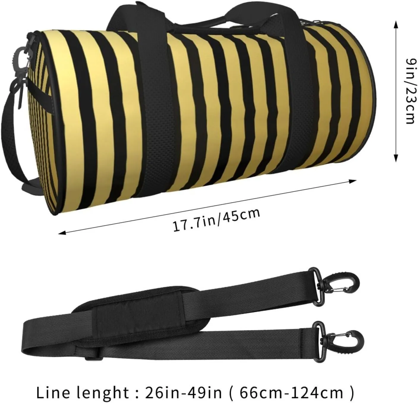 Travel Duffle Bag for Men Women, Gold Black Line Duffle Bags for Sport Gym Overnight Luggage