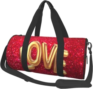 Travel Duffle Bag for Men Women, Gold Love Red Duffle Bags for Sport Gym Overnight Luggage