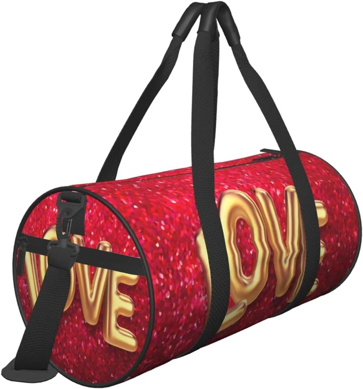 Travel Duffle Bag for Men Women, Gold Love Red Duffle Bags for Sport Gym Overnight Luggage
