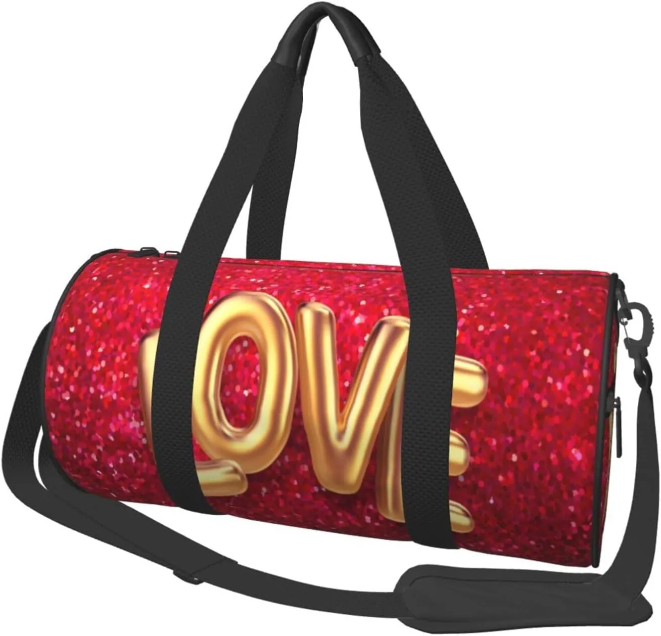 Travel Duffle Bag for Men Women, Gold Love Red Duffle Bags for Sport Gym Overnight Luggage