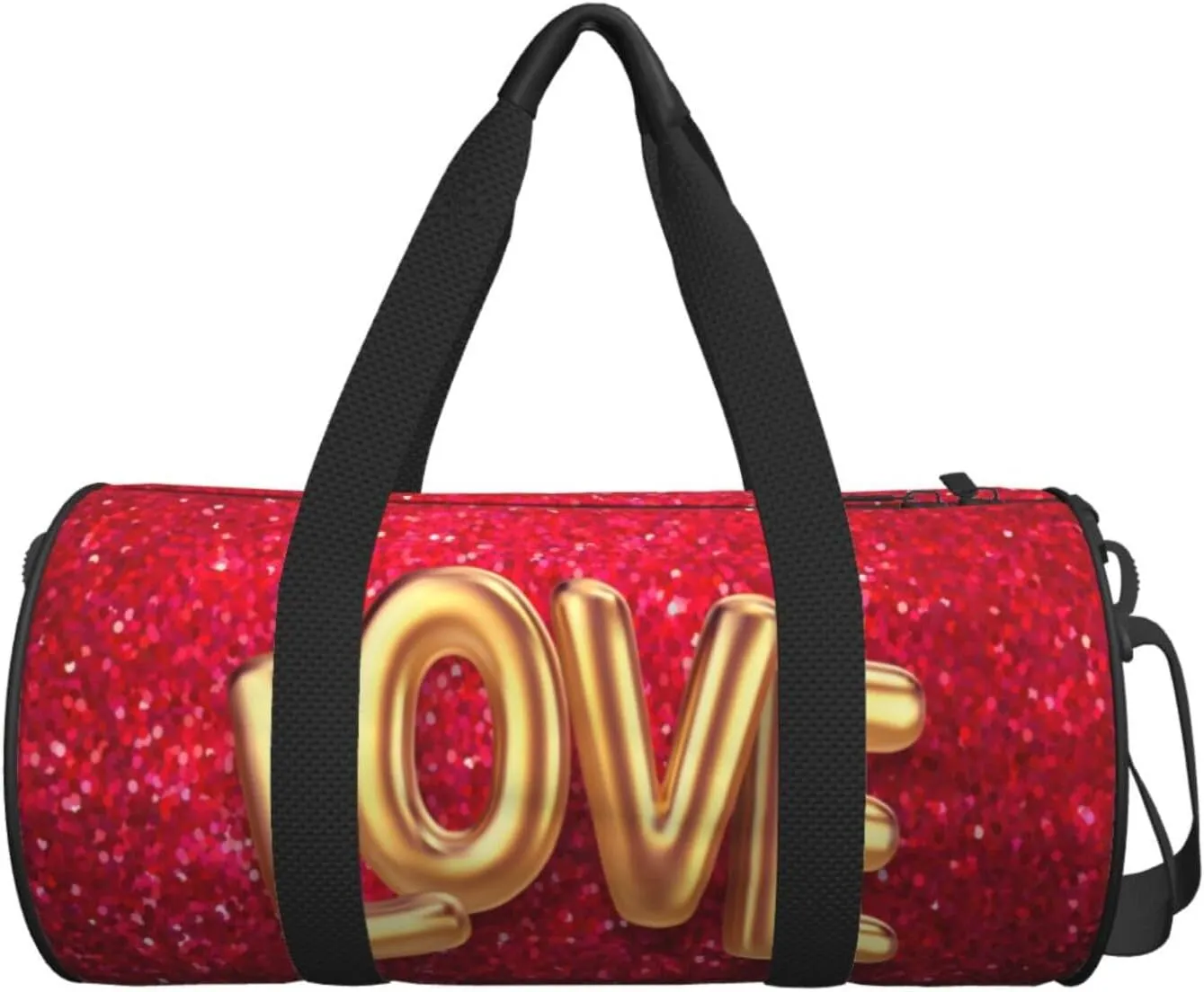 Travel Duffle Bag for Men Women, Gold Love Red Duffle Bags for Sport Gym Overnight Luggage