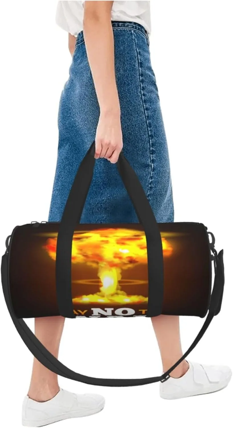 Travel Duffle Bag for Men Women, No War Nuclear Explosion Duffle Bags for Sport Gym Overnight Luggage