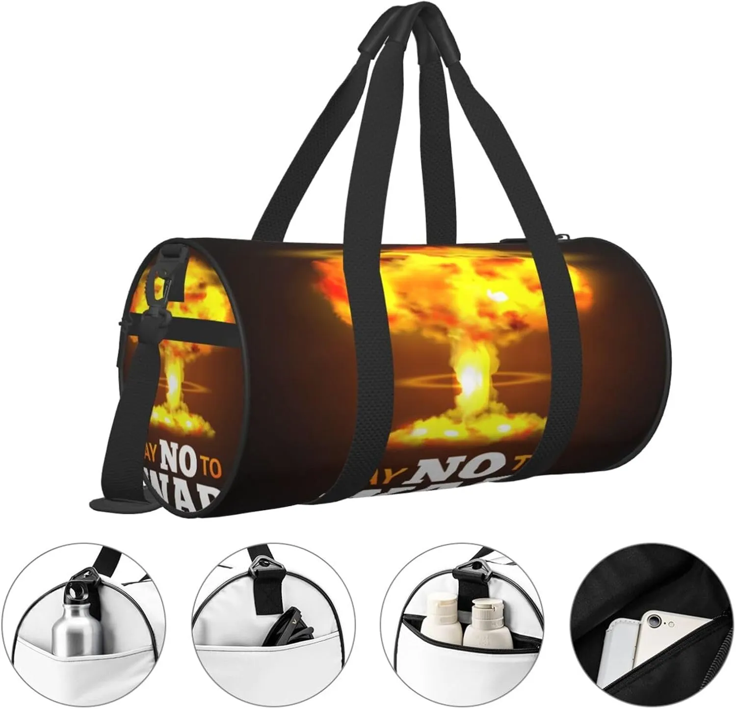 Travel Duffle Bag for Men Women, No War Nuclear Explosion Duffle Bags for Sport Gym Overnight Luggage