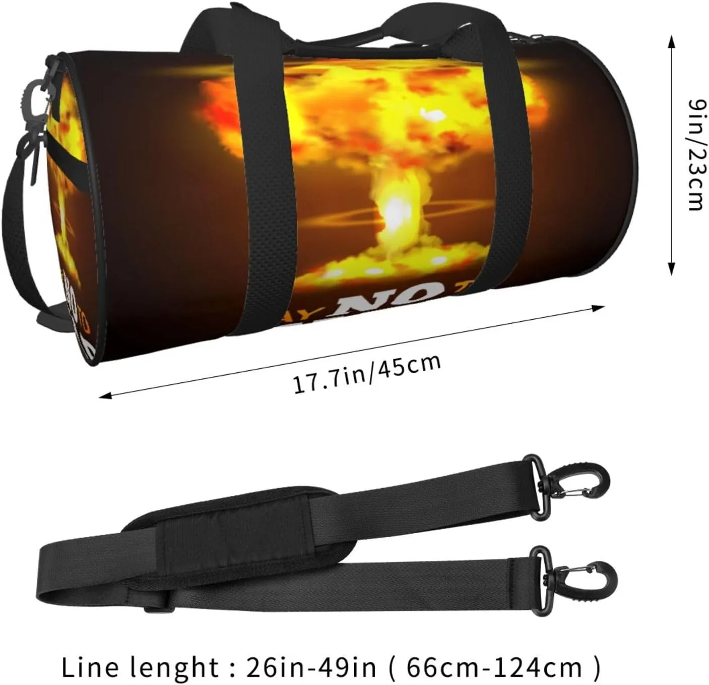 Travel Duffle Bag for Men Women, No War Nuclear Explosion Duffle Bags for Sport Gym Overnight Luggage