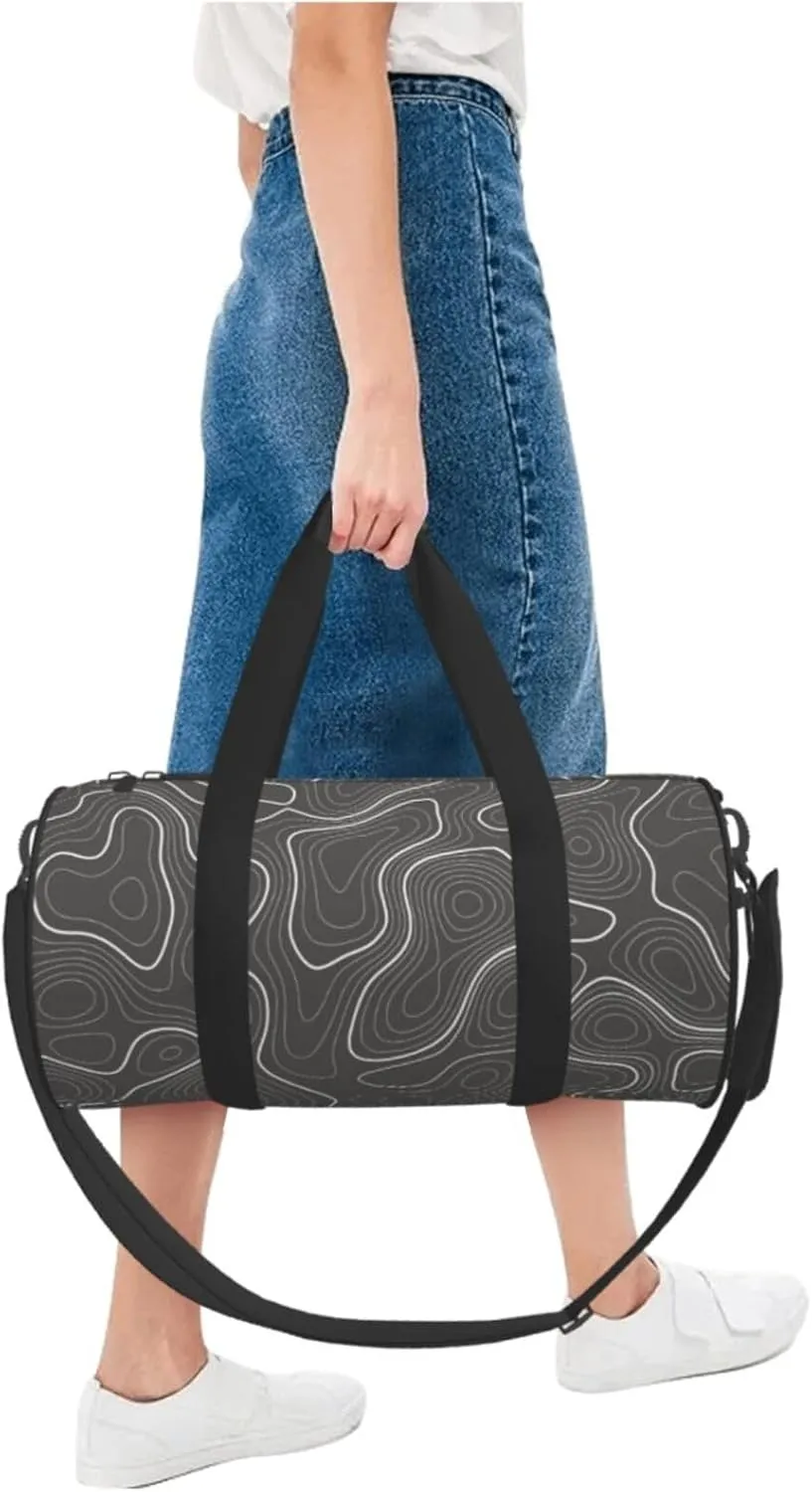 Travel Duffle Bag for Men Women, Topography Contour Map Duffle Bags for Sport Gym Overnight Luggage