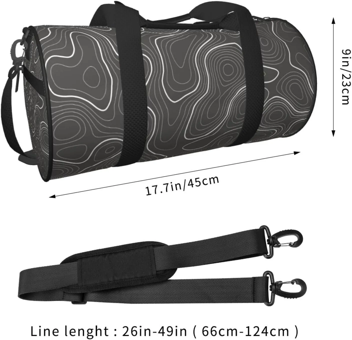 Travel Duffle Bag for Men Women, Topography Contour Map Duffle Bags for Sport Gym Overnight Luggage