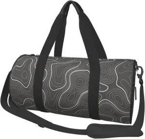 Travel Duffle Bag for Men Women, Topography Contour Map Duffle Bags for Sport Gym Overnight Luggage