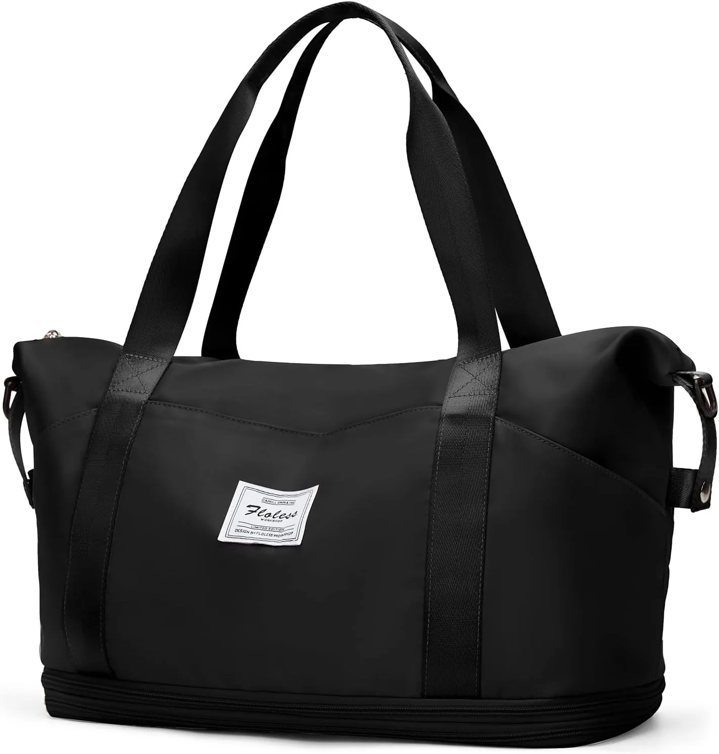 Travel Tote Bag, Waterproof Expandable Duffel Tote Bag,Weekender Carry On Overnight Bags for Women with Trolley Sleeve Wet Pocket,Travel Duffel Bags,Pink(B92-Black (2-Layer Expansion))