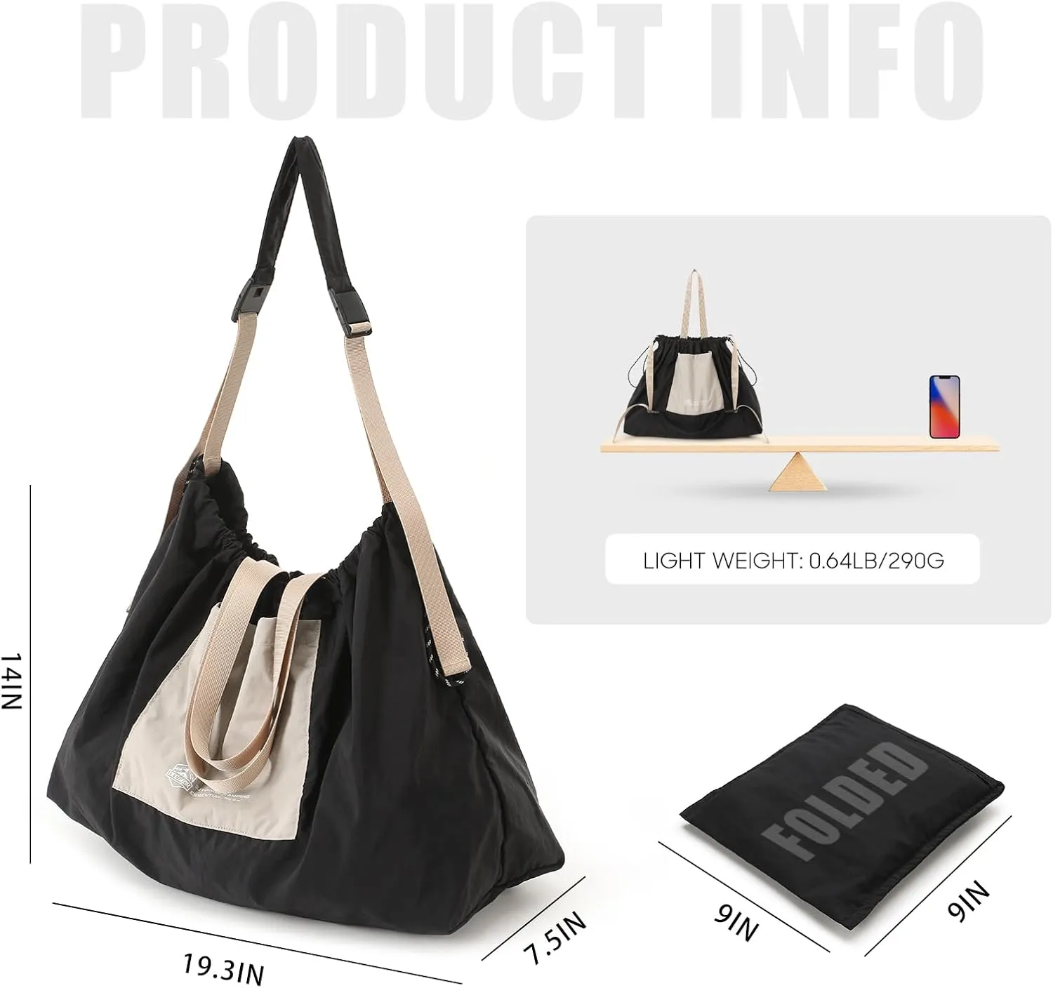 Travel Tote Bags for Men Women Fashion Beach Bags Lightweight Gym Tote Bags for Travel, Work, Shopping, Workout