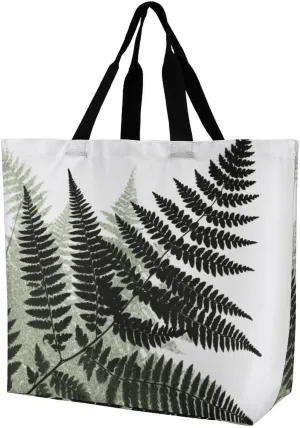 Travel Tote Bags for Women,beach Tote Bag,Natural Plant Silhouette Fern Leaf Printed Shoulder Handbag,suitable for Shopping,travel., 40x40x16cm