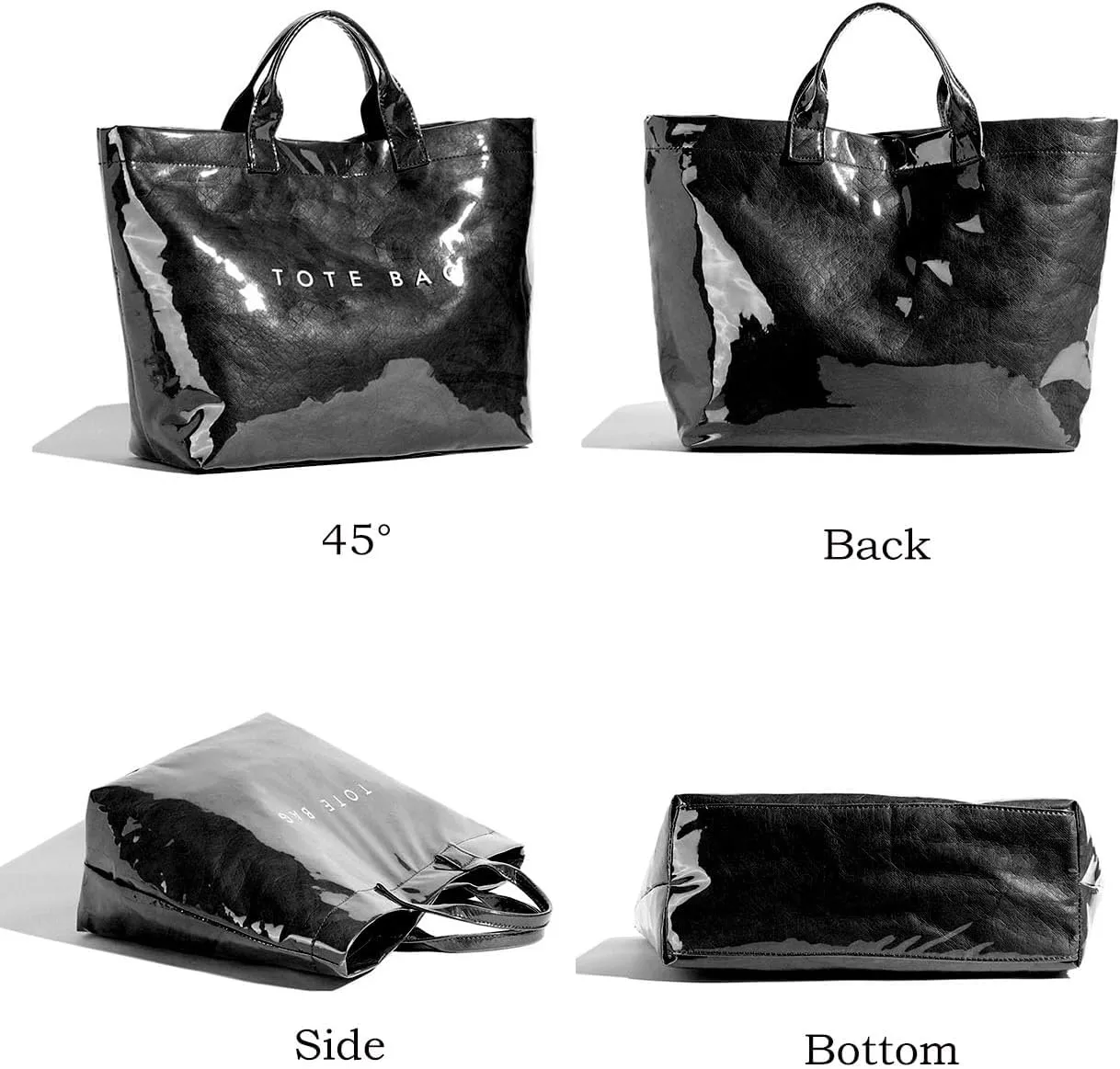 Trendy PVC Tote Bag for Women, Kraft Paper Letter Print Tote Bag Large Hobo Handbags with Top Handle