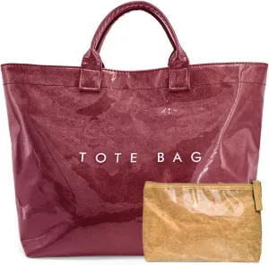 Trendy PVC Tote Bag for Women, Kraft Paper Letter Print Tote Bag Large Hobo Handbags with Top Handle
