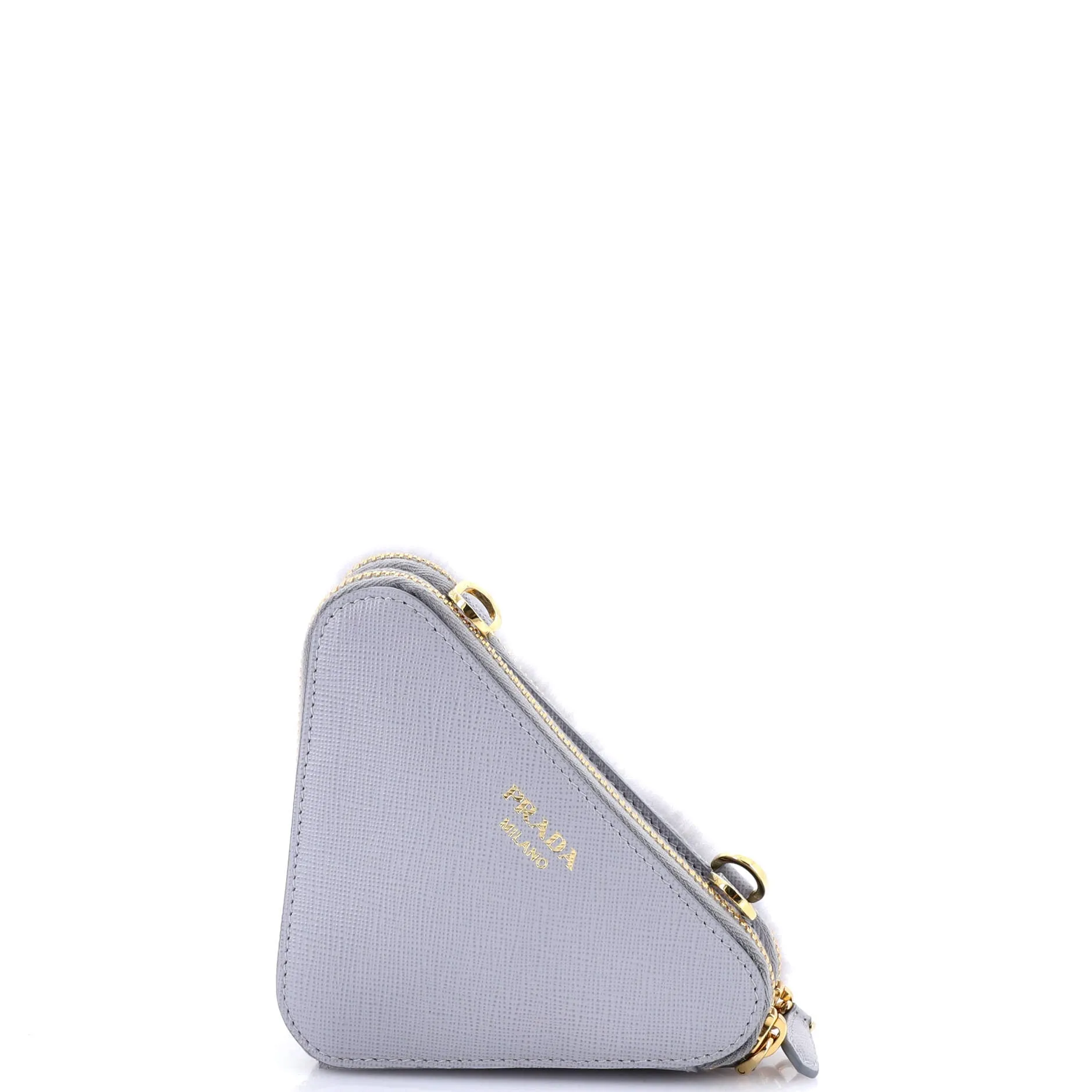 Triangle Crossbody Pouch Shearling and Saffiano Leather Mini