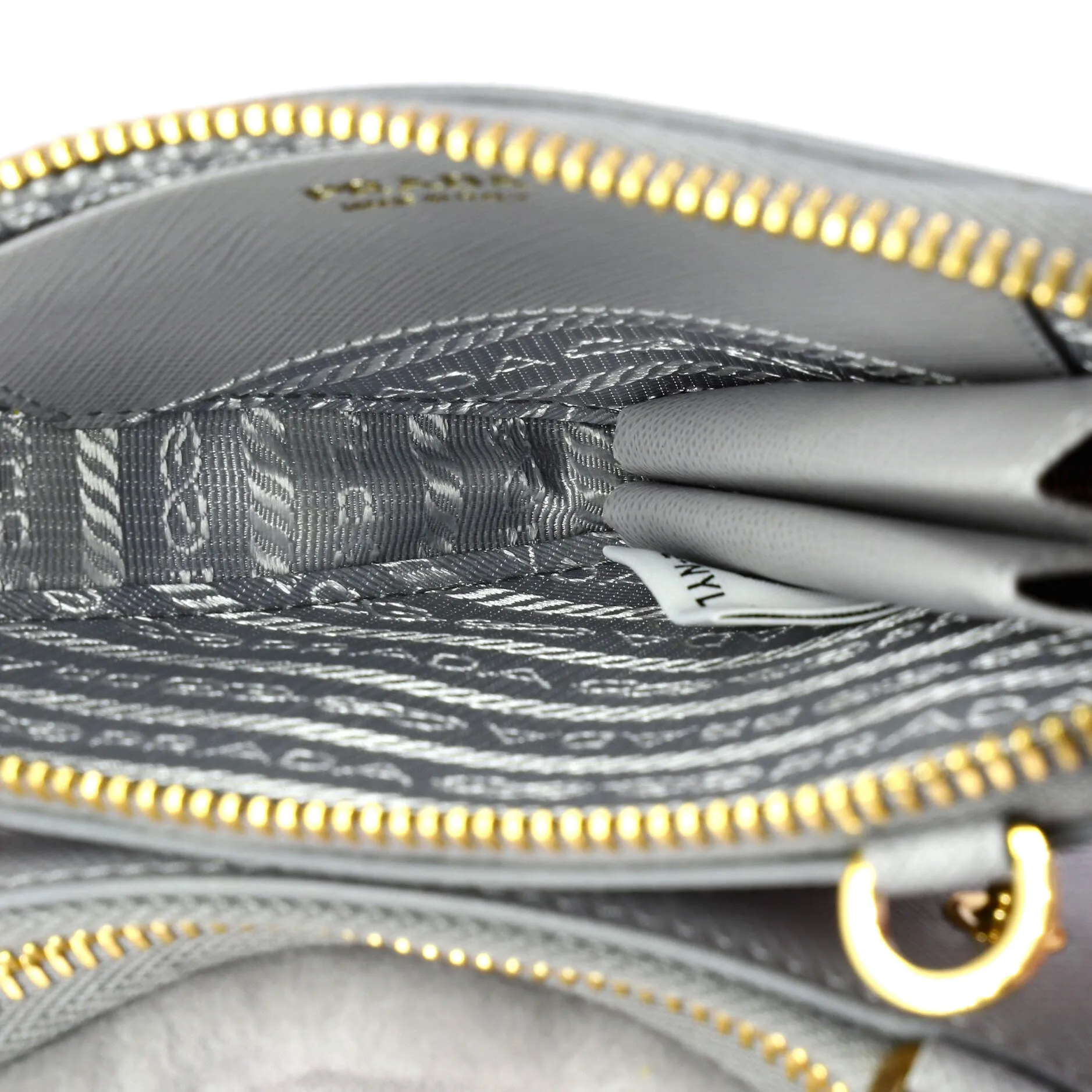 Triangle Crossbody Pouch Shearling and Saffiano Leather Mini