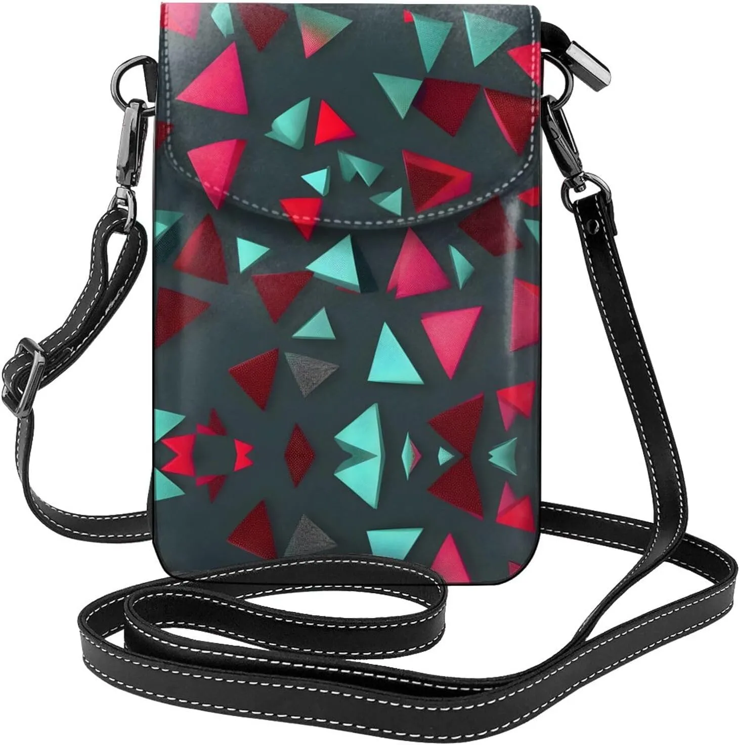 Triangular pattern Printed Women's Crossbody Phone Bag - Perfect for Travel and Shopping