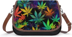 Trippy Weed Tie Dye Women‘s Crossbody Bags Fashion Message Shoulder Handbag with Adjustable Strap for Travel Office