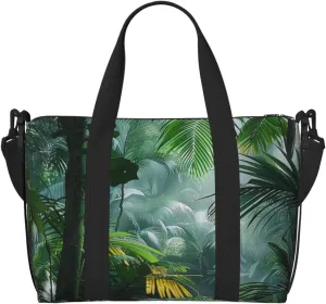 Tropical Rainforest Jungle Scene Printed Travel Duffel Bag for Men Women Shoulder Weekender Overnight Bags for for Beach Swim Sports Gym