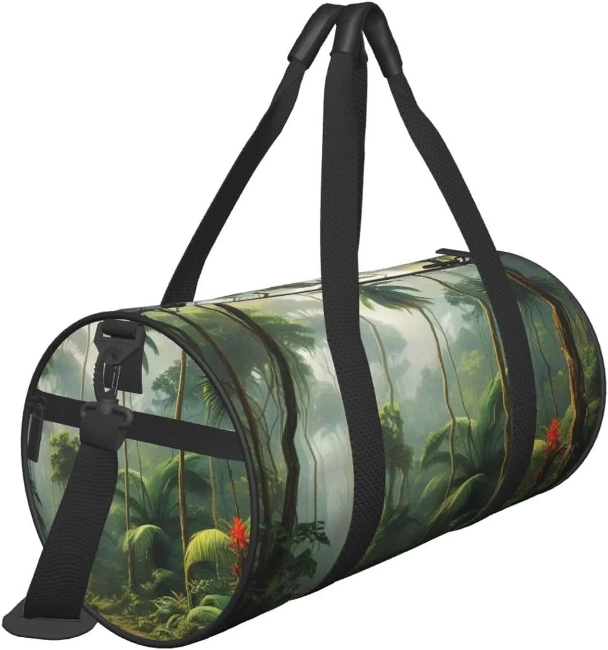 Tropical Rainforest Printed Travel Bag,Round Personal Item Storage bag,Foldie Duffel Bag for Traveling Vacation,Fitness,Sports