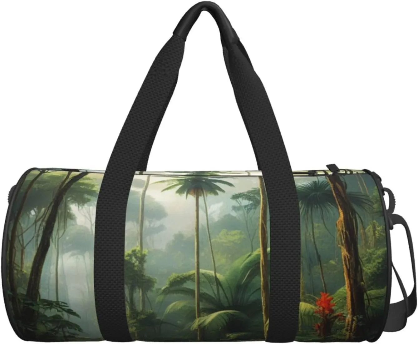 Tropical Rainforest Printed Travel Bag,Round Personal Item Storage bag,Foldie Duffel Bag for Traveling Vacation,Fitness,Sports
