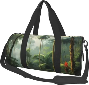 Tropical Rainforest Printed Travel Bag,Round Personal Item Storage bag,Foldie Duffel Bag for Traveling Vacation,Fitness,Sports