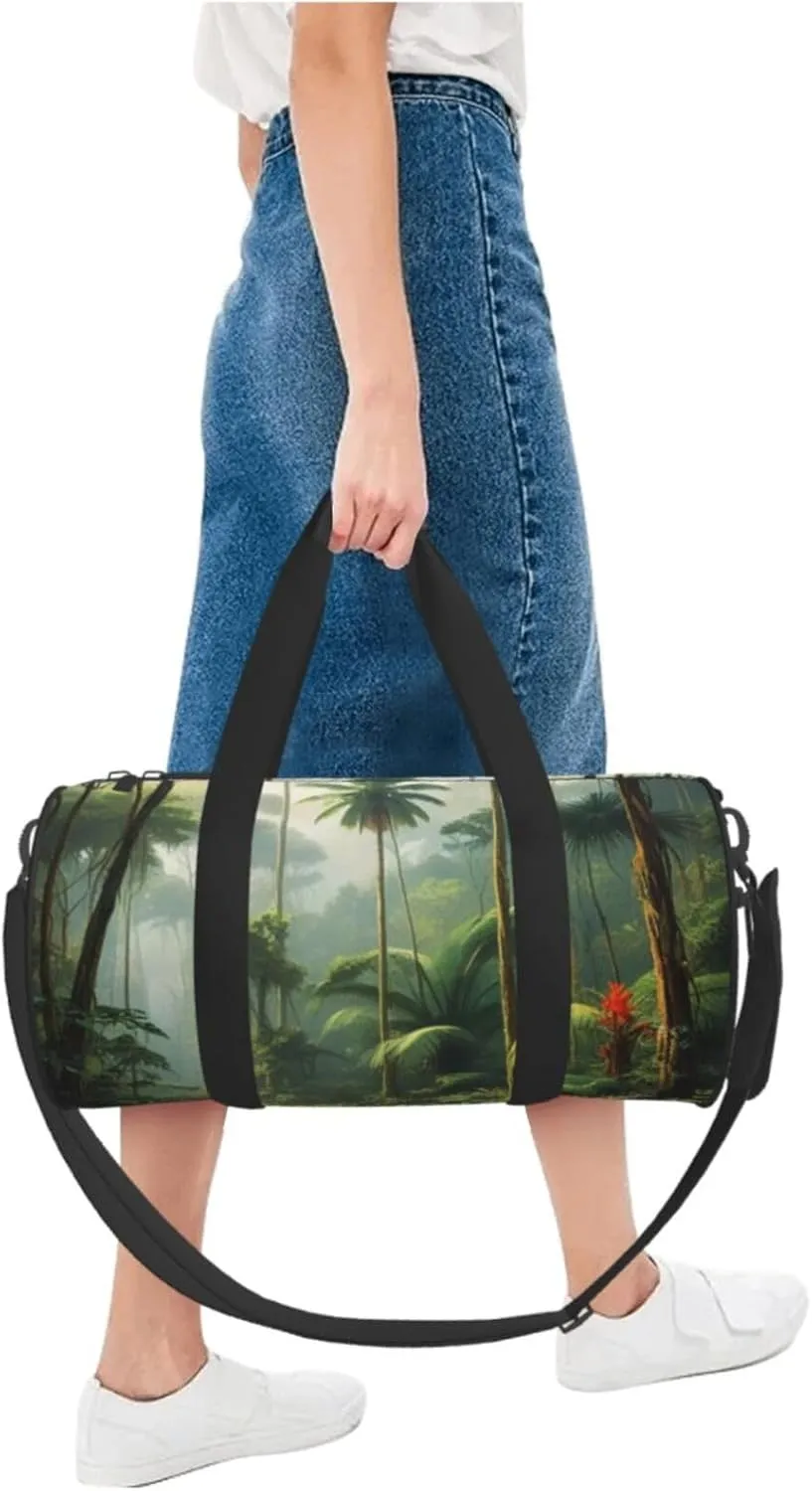 Tropical Rainforest Printed Travel Bag,Round Personal Item Storage bag,Foldie Duffel Bag for Traveling Vacation,Fitness,Sports