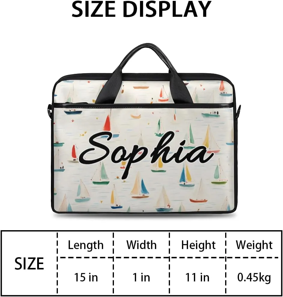 TropicalLife Personalized Laptop Bag 15 Inch Custom Sleeve Case with Handle Shoulder Strap Computer Messenger Bag