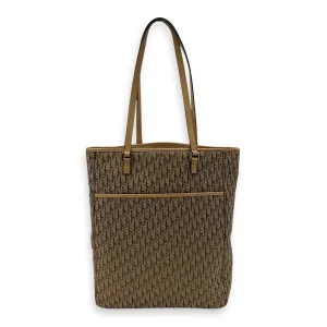 Trotteur Tote Bag Brown in Jacquard, Silver hardware