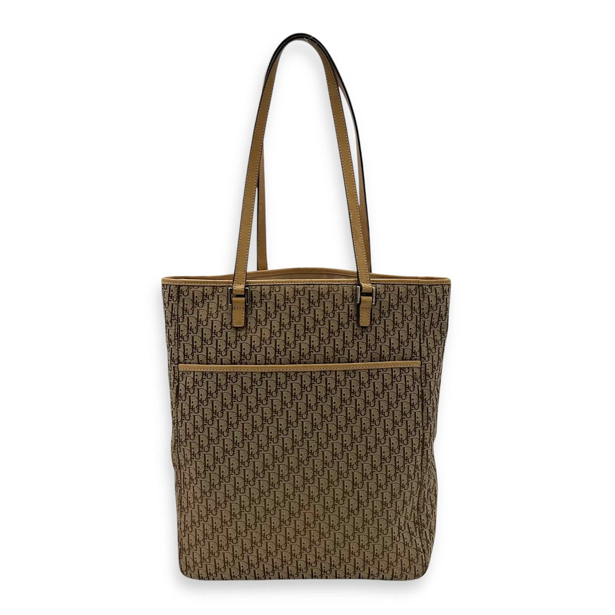 Trotteur Tote Bag Brown in Jacquard, Silver hardware