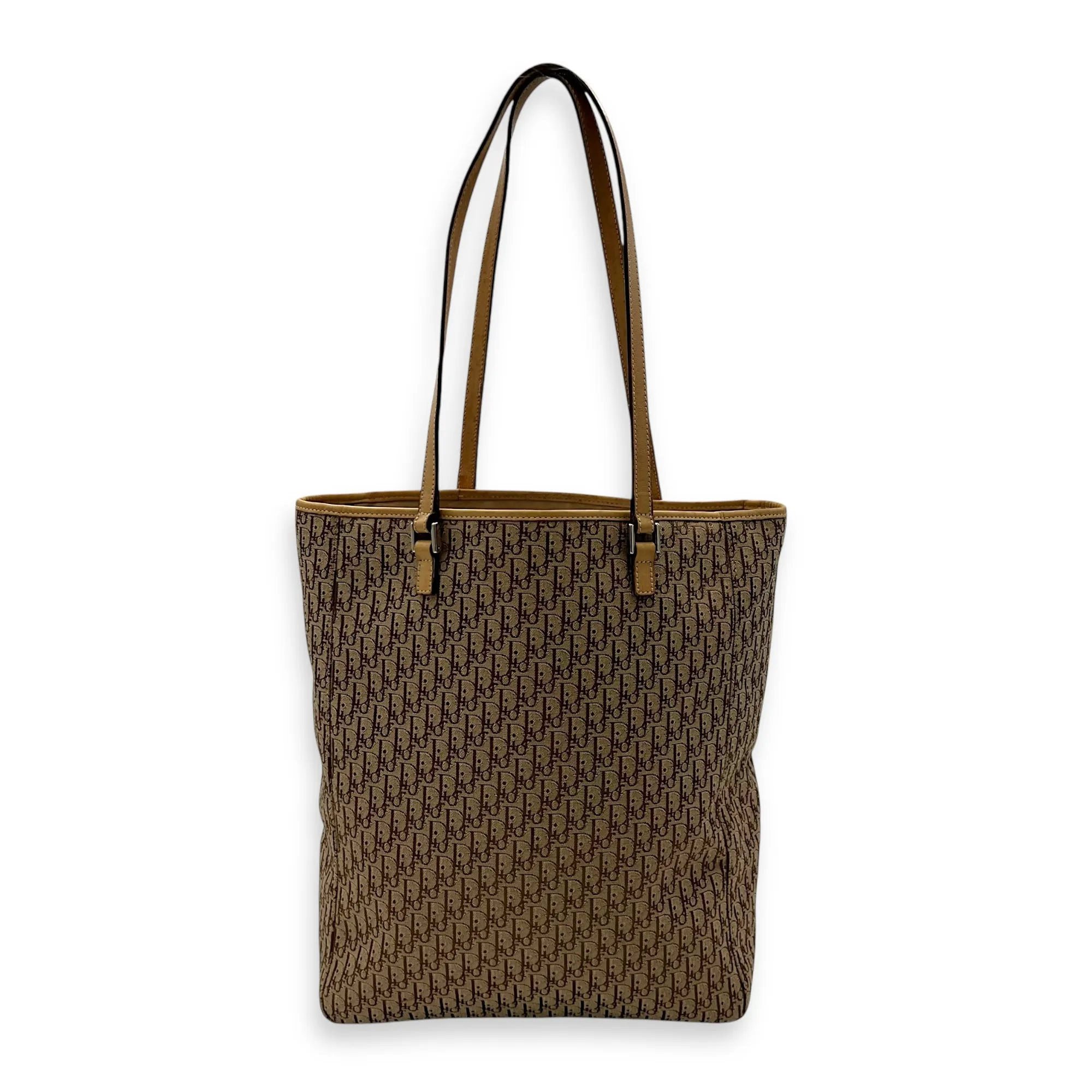 Trotteur Tote Bag Brown in Jacquard, Silver hardware