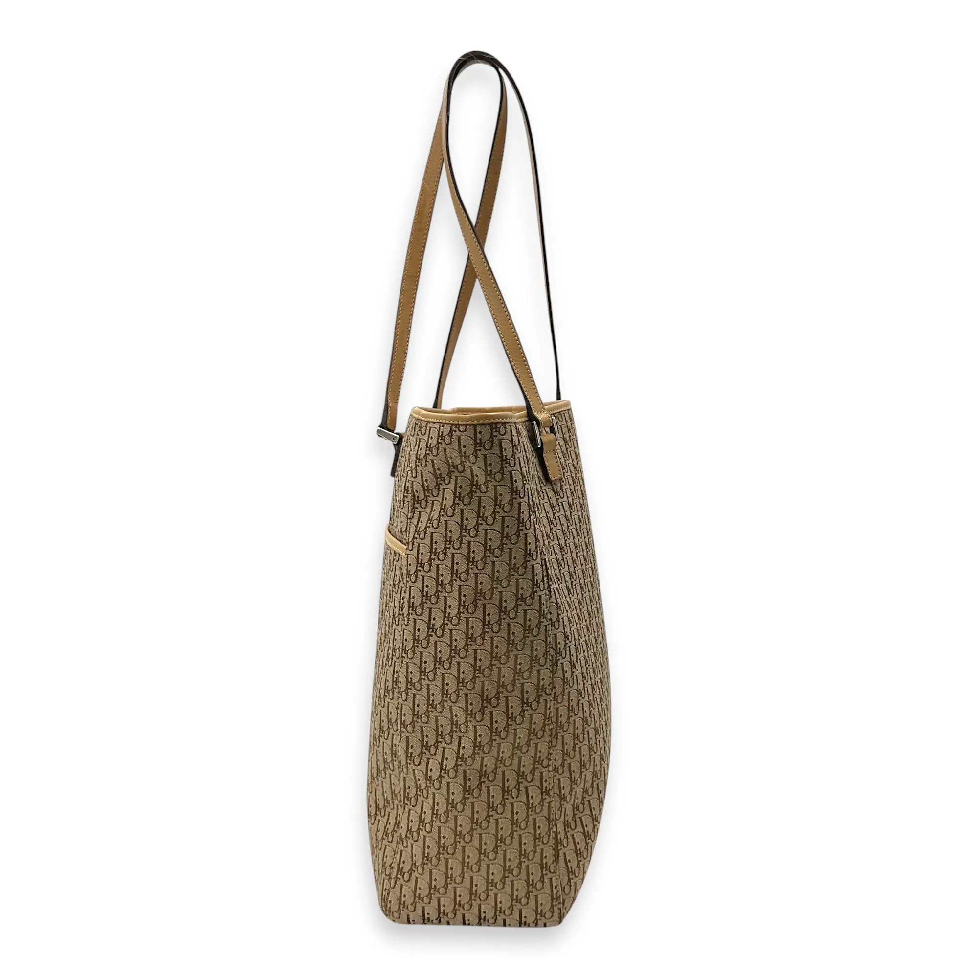 Trotteur Tote Bag Brown in Jacquard, Silver hardware