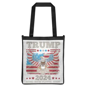 Trump 2024 Tote Bag, Trump Bring Back Plastic Bags Grocery Tote, Funny Tote Bag, Reusable Shopping Bag