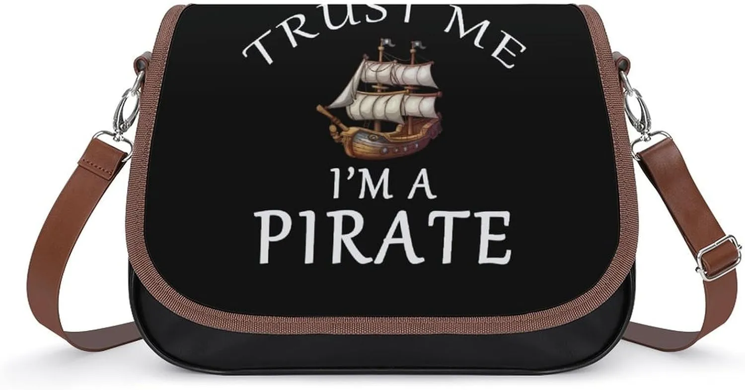 Trust Me I'm A Pirate Crossbody Purses for Women PU Leather Shoulder Bag Handbag Clucth