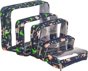 TSA Approved 5-Piece Diaper Bag Organizer Pouch Set Clear Waterproof TPU Kids Toiletry Storage Set Travel Packing Clutch Cube Bags for Baby Nursing
