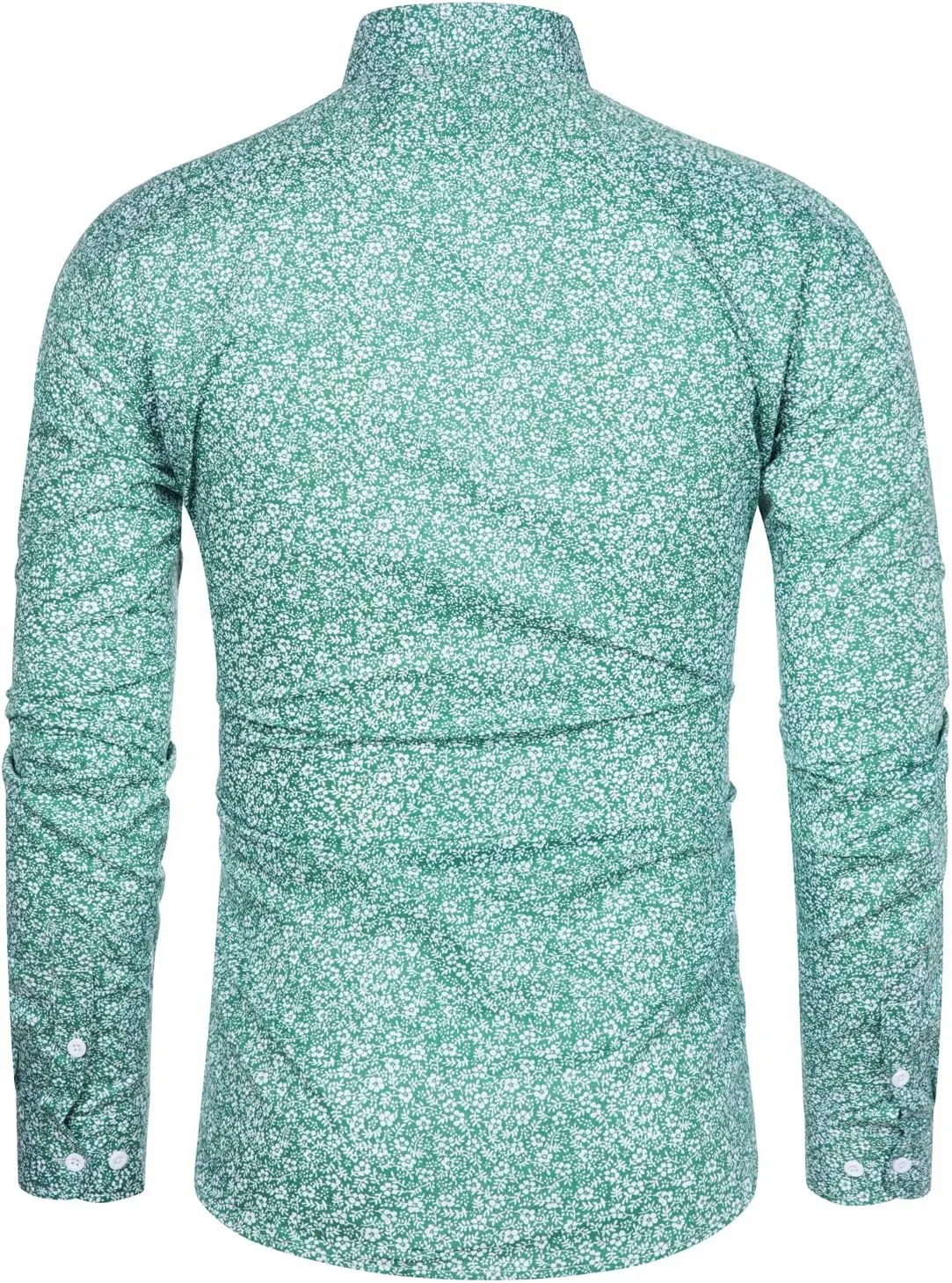 TUNEVUSE Men Floral Dress Shirts Long Sleeve Casual Button Down Flower Printed Shirts 100% Cotton