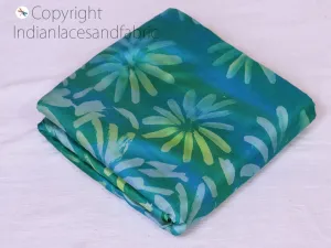 Turquoise Indian Saree Soft Pure Hand Printed Silk Fabric By The Yard Wedding Dresses Bridesmaid Party Costume Crafting Sewing Dupatta Scarf