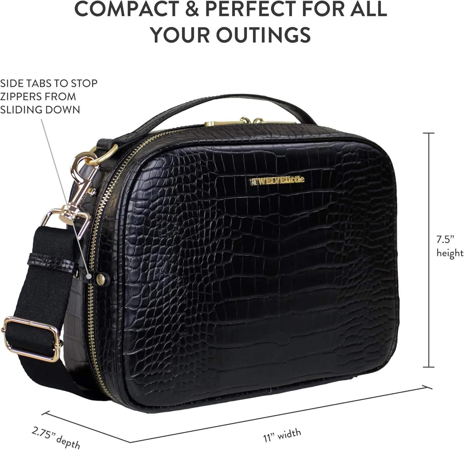 TWELVElittle Luxe Diaper Clutch - Crossbody Diaper Bag with Portable Changing Pad, Zip Out Pouch and Wipes Case