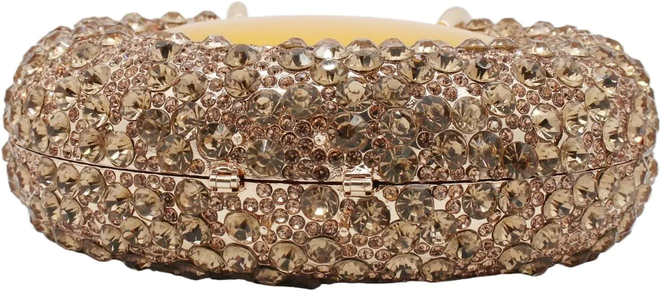 UMREN Women Crystal Oval Shell Evening Purse Bags Luxury Rhinestone Clutch Unique Gems Handbag Bridal Wedding Shoulder Bag
