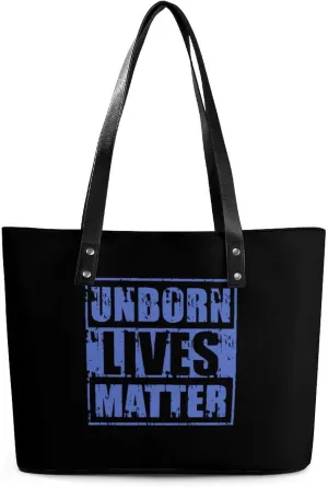 Unborn Lives Matter Tote Bag Ladies Leather Handbags Large Western Purse Shoulder Bag