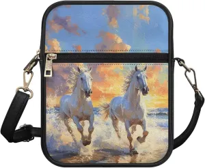 Unisex Leather Purse, Handbag Portable Crossbody Bag with Inside Card Slots Fashion Prints for Easter & Daily Uses