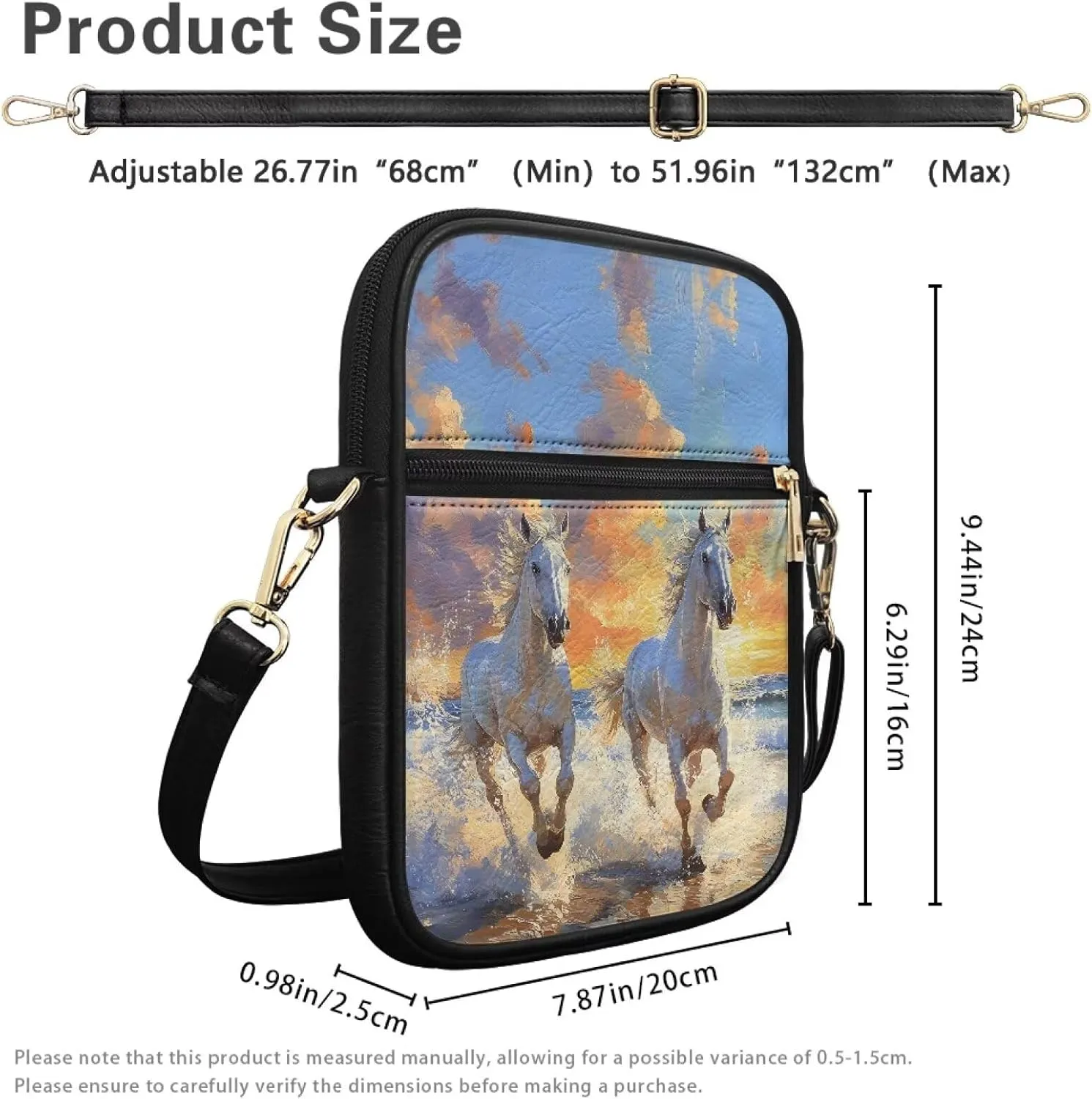 Unisex Leather Purse, Handbag Portable Crossbody Bag with Inside Card Slots Fashion Prints for Easter & Daily Uses