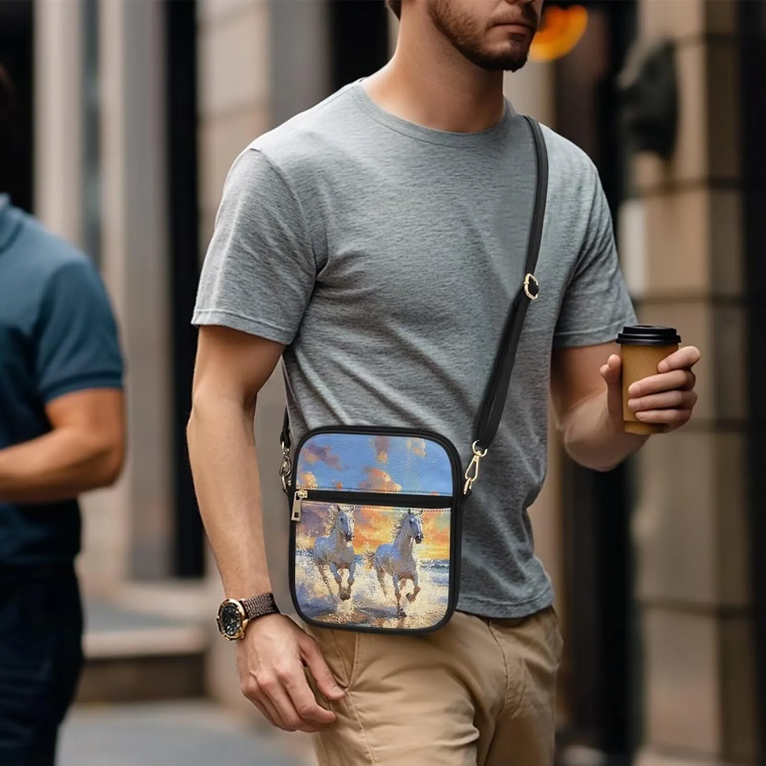 Unisex Leather Purse, Handbag Portable Crossbody Bag with Inside Card Slots Fashion Prints for Easter & Daily Uses