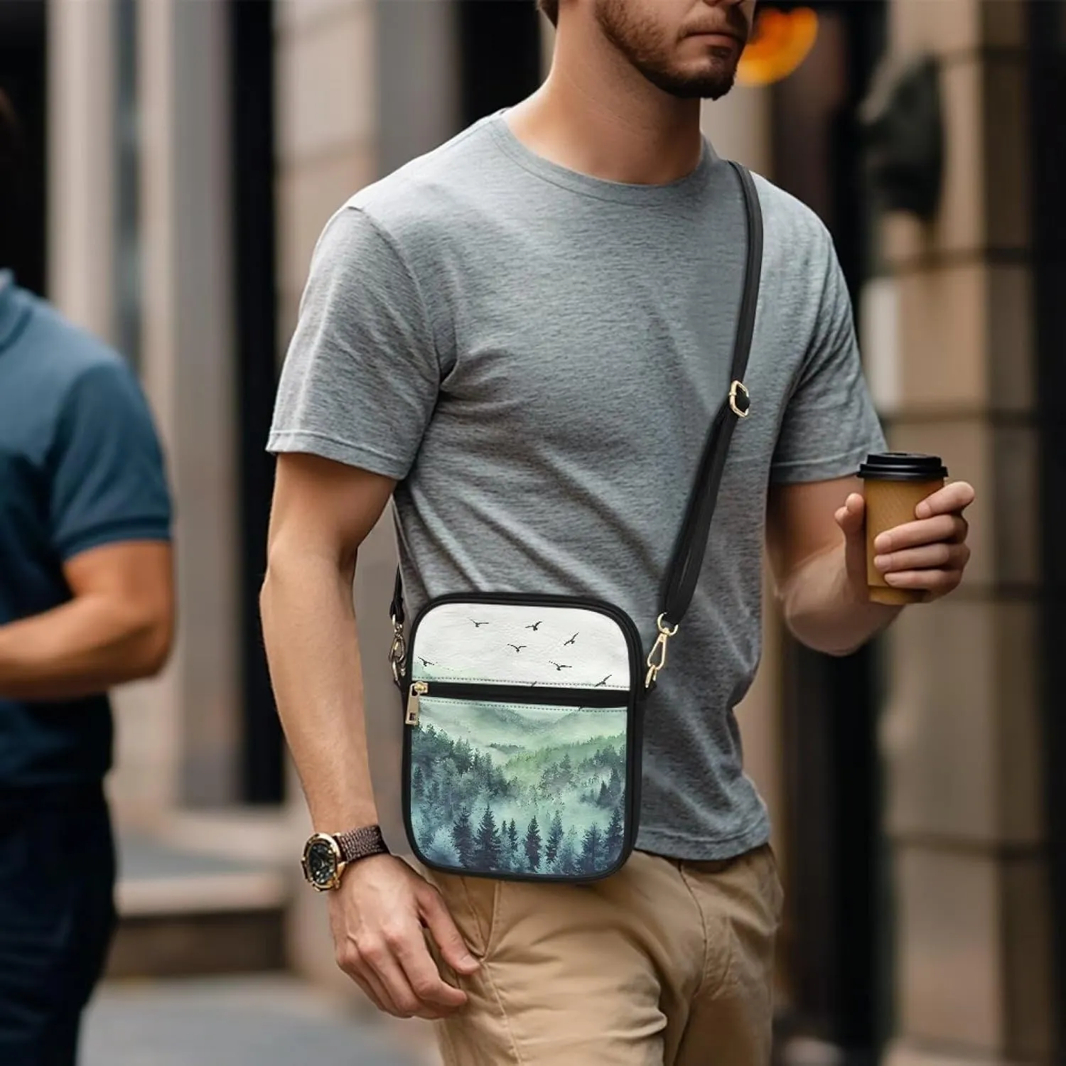 Unisex Leather Purses, Fashion Crossbody Bags Vintage Travel Shoulder Bag with Inside Card Slot for Music Festival