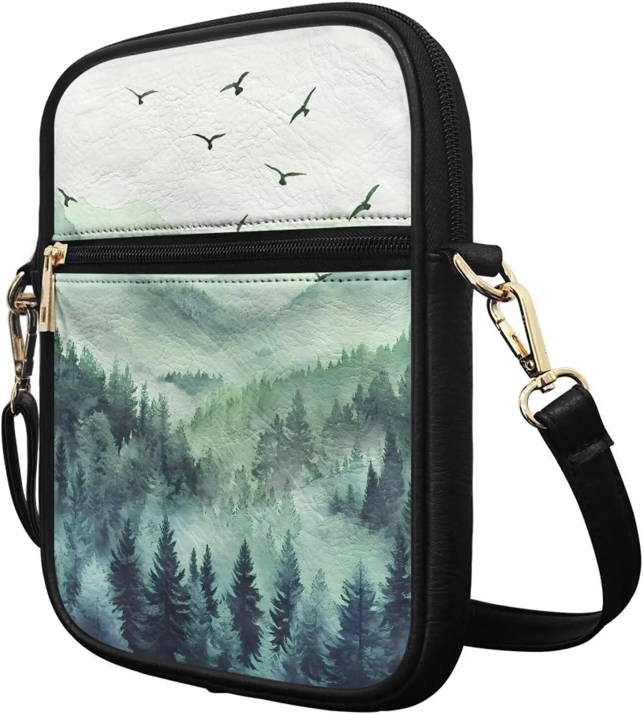 Unisex Leather Purses, Fashion Crossbody Bags Vintage Travel Shoulder Bag with Inside Card Slot for Music Festival