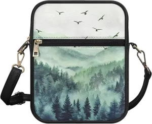 Unisex Leather Purses, Fashion Crossbody Bags Vintage Travel Shoulder Bag with Inside Card Slot for Music Festival