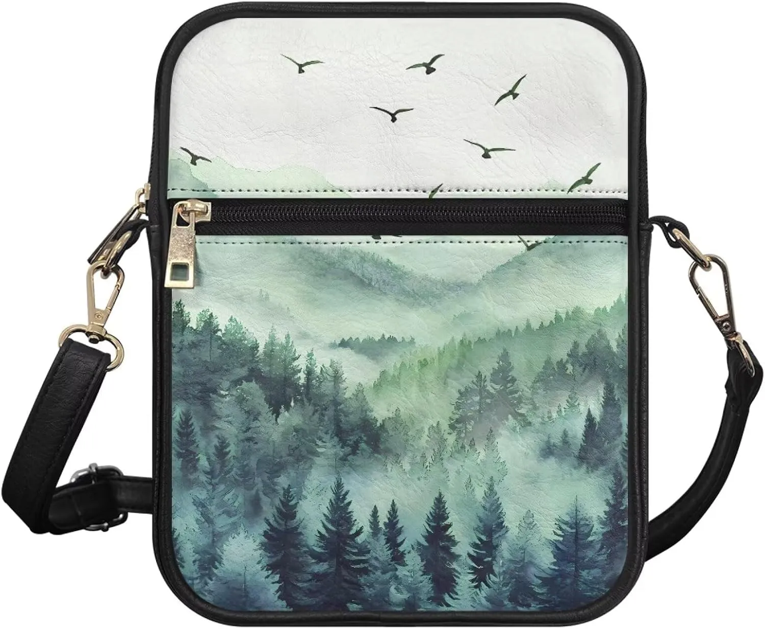 Unisex Leather Purses, Fashion Crossbody Bags Vintage Travel Shoulder Bag with Inside Card Slot for Music Festival