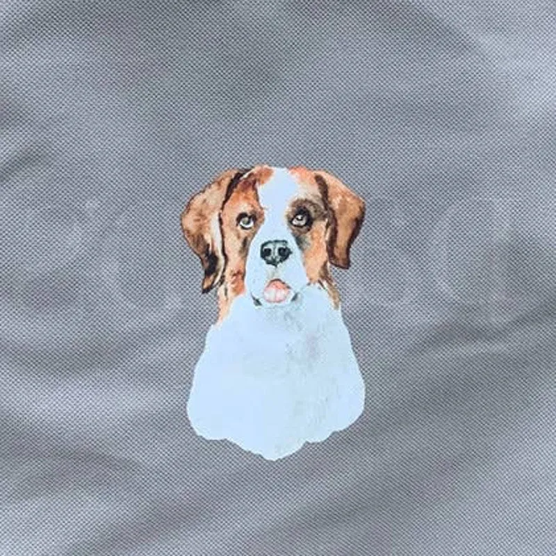 Upcycled Hand Printed Handmade St Bernard Puppy Dog Tote Bag