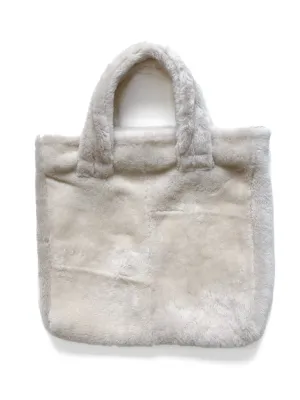 Upcycled Shearling Tote - Cream